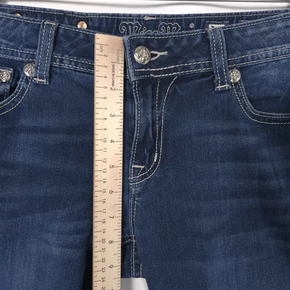 MISS ME Women's Jeans 30‎ Blue Midi Rise Skinny Stretch JSS408G